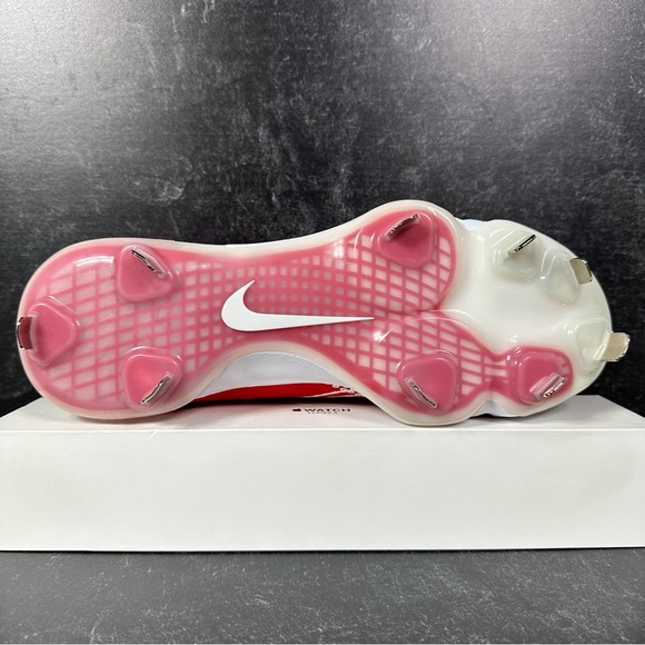 NIKE FORCE ZOOM TROUT 7 PRO UNIVERSITY RED MENS SIZE 9 METAL STUDS WHITE NEW - Picture 4 of 10